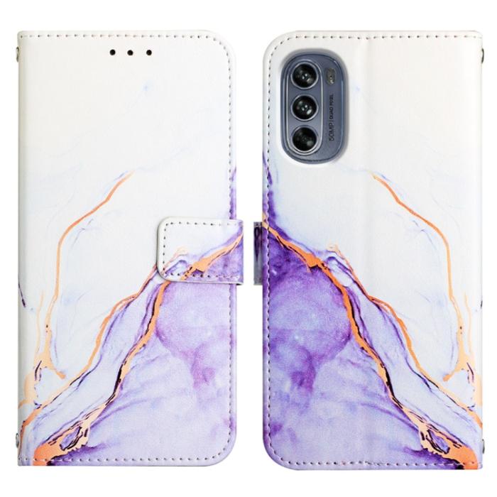 Bild 2, Motorola Moto G62 5G Fodral Marmor Vit/Lila