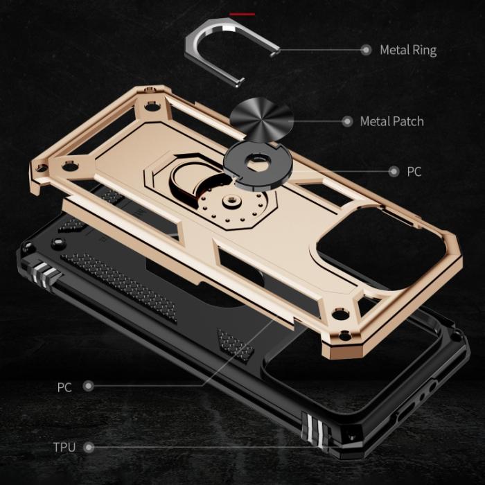 Bild 5, iPhone 15 Pro Skal Hybrid Armor Ring Guld