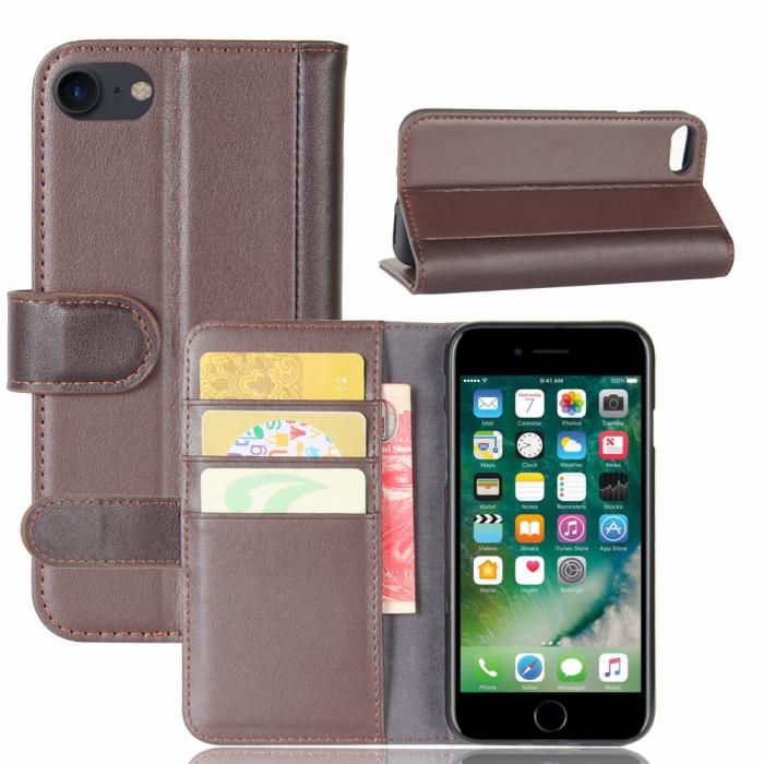 Bild 1, iPhone 7/8/SE (2020/2022) - Premium Split Läder Fodral - Brun