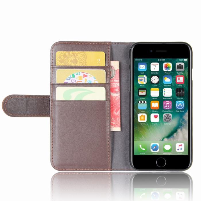 Bild 5, iPhone 7/8/SE (2020/2022) - Premium Split Läder Fodral - Brun