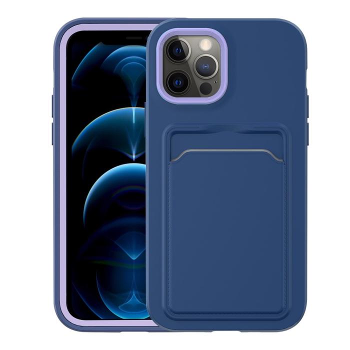 Bild 1, iPhone 13 Mini - Hybrid Skal Med Kortfack - Blå/Lila