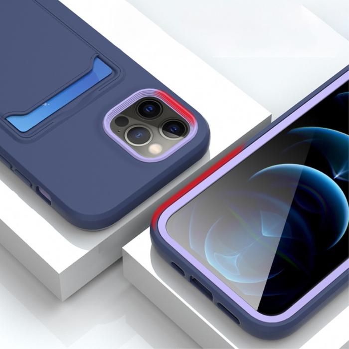 Bild 2, iPhone 13 Mini - Hybrid Skal Med Kortfack - Blå/Lila