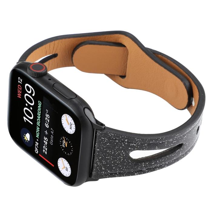 Bild 3, Äkta Läderarmband Apple Watch 41/40/38 mm - Svart