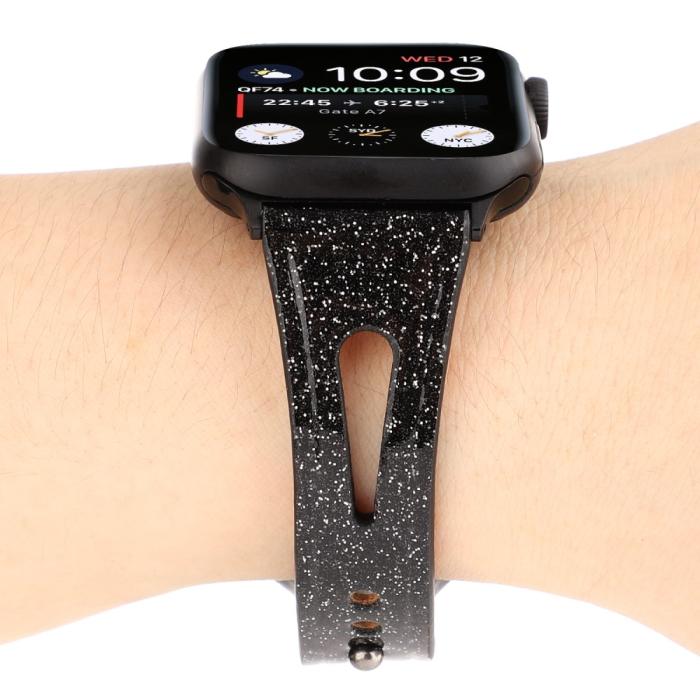 Bild 4, Äkta Läderarmband Apple Watch 41/40/38 mm - Svart