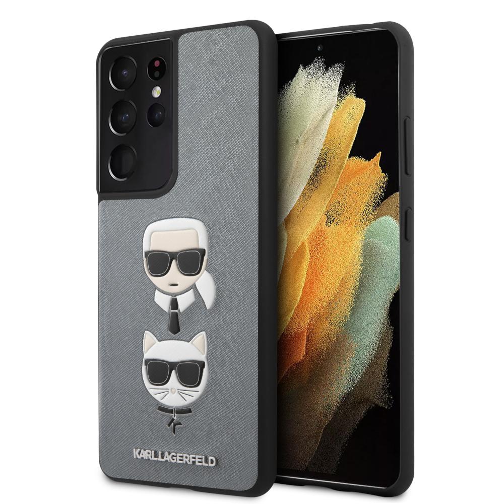 Karl Lagerfeld Samsung Galaxy S21 Ultra Skal Saffiano Silver/Grå