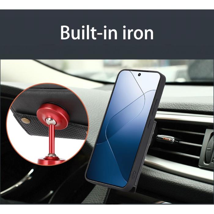 Bild 5, Xiaomi 14 Skal Läder Med Kortfack Och Magnet Blå