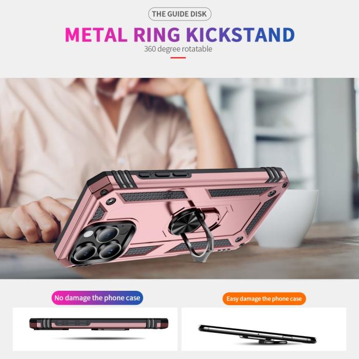 Bild 2, iPhone 16 Pro Max Skal Shockproof Hybrid Ring Roséguld