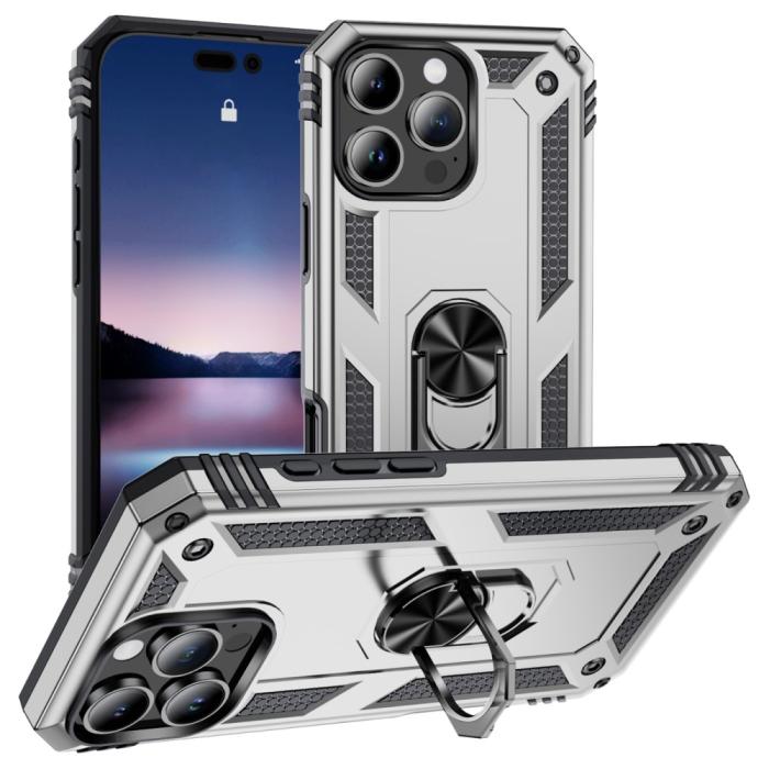 Bild 1, iPhone 16 Pro Max Skal Shockproof Hybrid Ring Silver