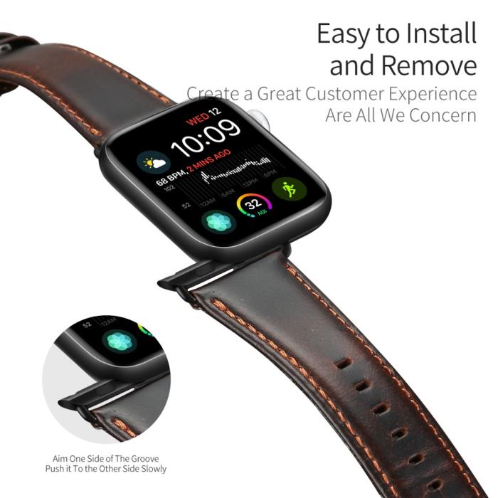 Bild 2, Apple Watch 38/40/41 mm Klockarmband Äkta Läder Mörk Brun