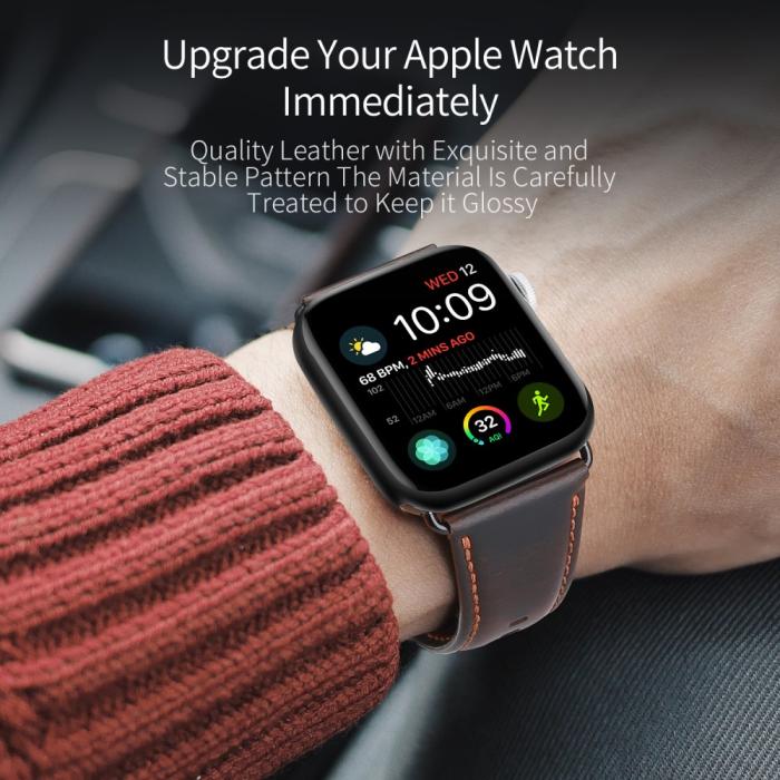 Bild 4, Apple Watch 38/40/41 mm Klockarmband Äkta Läder Mörk Brun