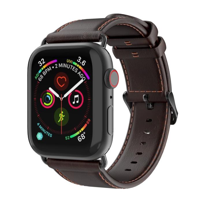 Bild 6, Apple Watch 38/40/41 mm Klockarmband Äkta Läder Mörk Brun