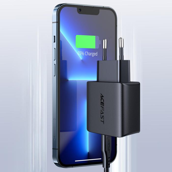 Bild 4, Acefast 20W PD USB-C Snabbladdare Väggladdare Svart