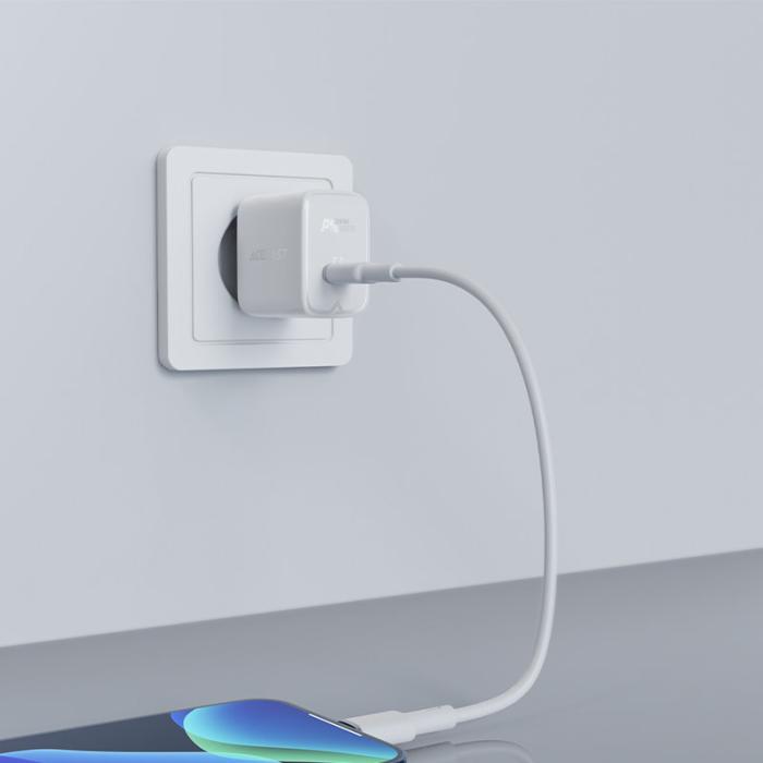 Bild 3, Acefast 20W PD USB-C Snabbladdare Väggladdare Vit