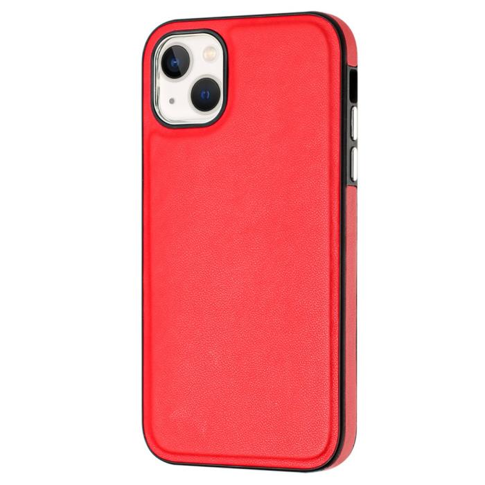 Bild 1, iPhone 15 Skal Läderbelagt Röd