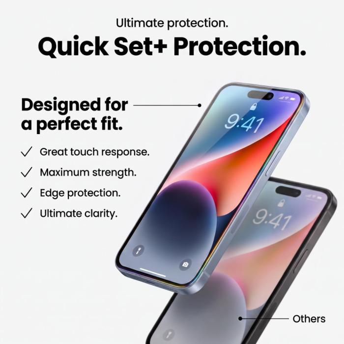 Bild 6, T-P iPhone 18 Pro/17 Pro 2-PACK Skärmskydd Quick Set+