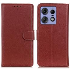 Motorola Edge 50 Pro 5G Fodral Litchi Läder Brun