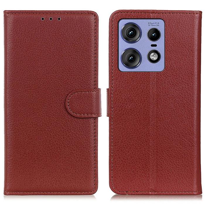 Bild 1, Motorola Edge 50 Pro 5G Fodral Litchi Läder Brun