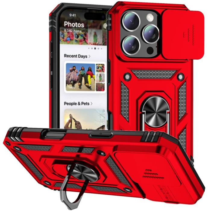 Bild 1, iPhone 16 Pro Max Skal CamShield Ring Hybrid Röd