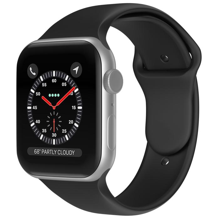 Bild 2, Apple Watch 42/44/45/49 mm Silikon Armband (M/L) Svart