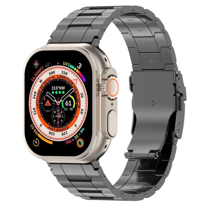 Bild 4, Apple Watch 42/41/40/38 mm Armband Steel Titanium Grå