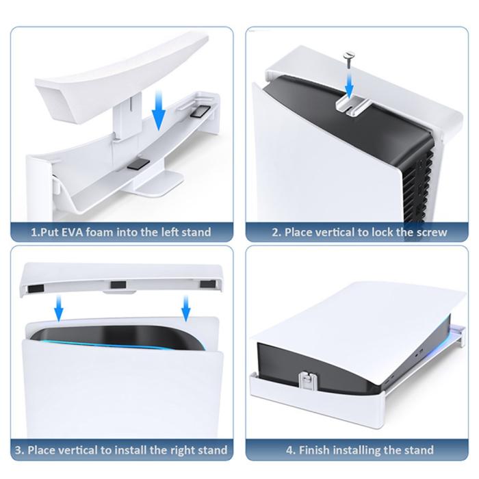 Bild 4, Horisontell Liggande Ställ För PS5 Disc / Digital Version Vit