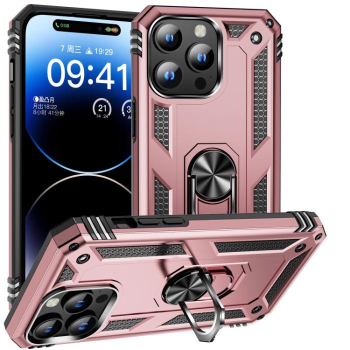 Bild 1, iPhone 15 Pro Skal Hybrid Armor Ring Roséguld