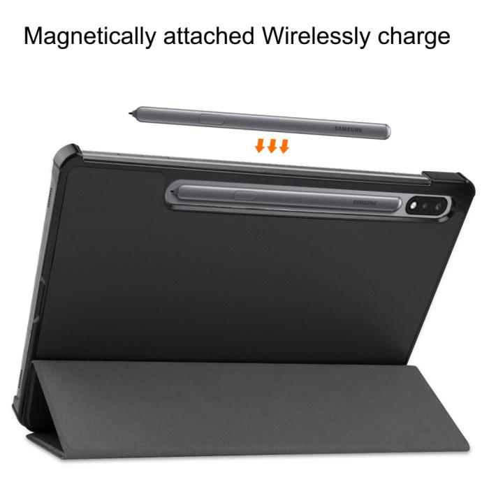 Bild 4, Samsung Galaxy Tab S9 Fodral Tri-Fold Läder Svart