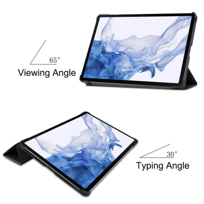 Bild 6, Samsung Galaxy Tab S9 Fodral Tri-Fold Läder Svart