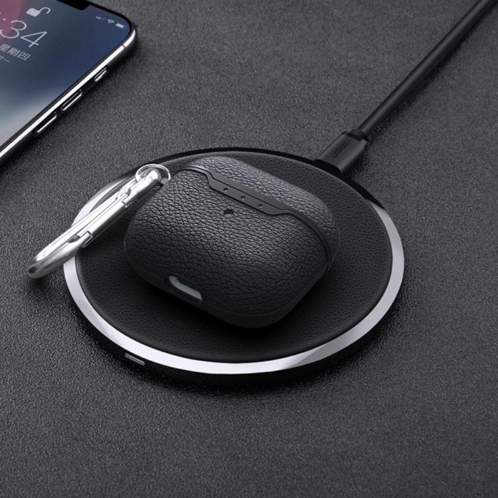 Bild 3, AirPods 3 Skal TPU Litchi Textur Karbinhake Blå