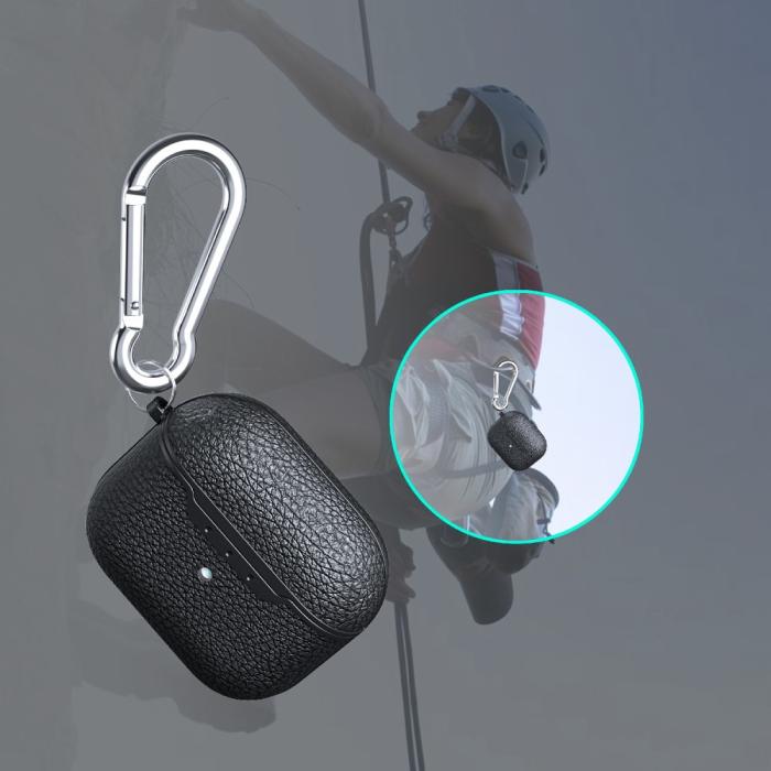 Bild 5, AirPods 3 Skal TPU Litchi Textur Karbinhake Blå