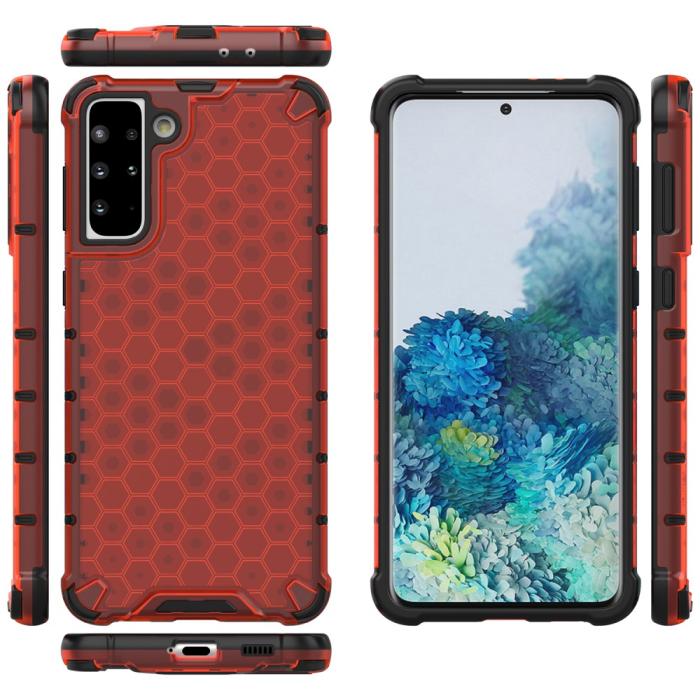 Bild 2, Samsung Galaxy S21 Plus - Armor Honeycomb Textur - Röd