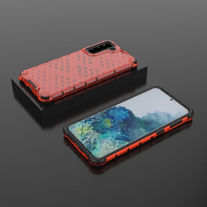 Bild 3, Samsung Galaxy S21 Plus - Armor Honeycomb Textur - Röd