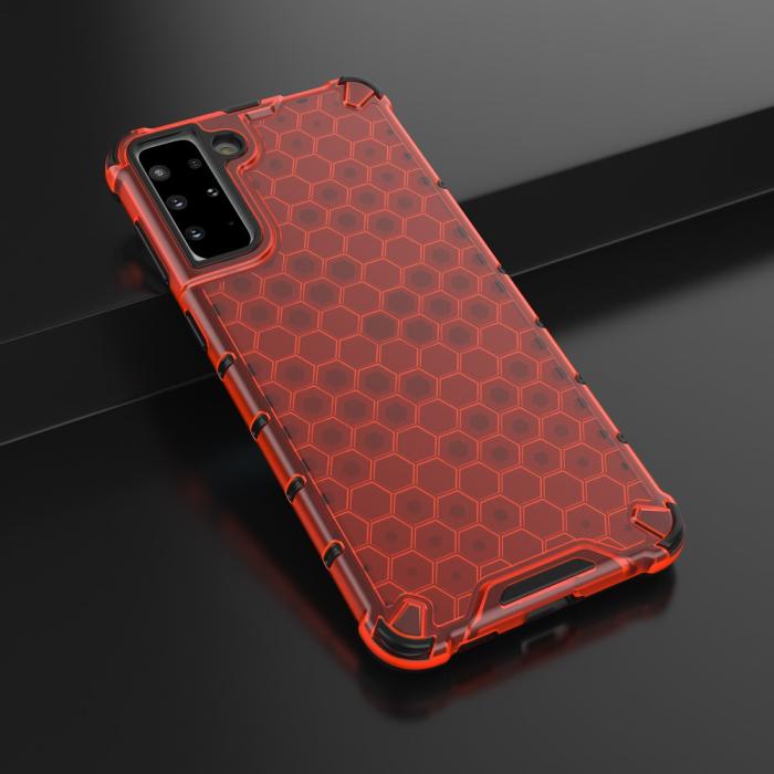 Bild 4, Samsung Galaxy S21 Plus - Armor Honeycomb Textur - Röd