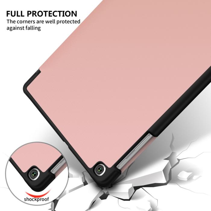 Bild 3, Samsung Galaxy Tab A 10.1 (2019) - Silkeslent Tri-Fold Fodral - Roséguld