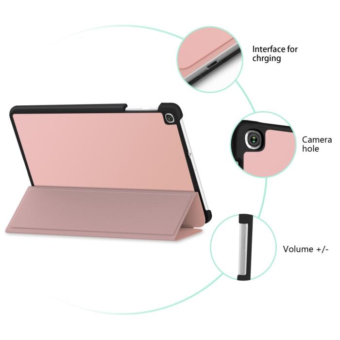 Bild 5, Samsung Galaxy Tab A 10.1 (2019) - Silkeslent Tri-Fold Fodral - Roséguld