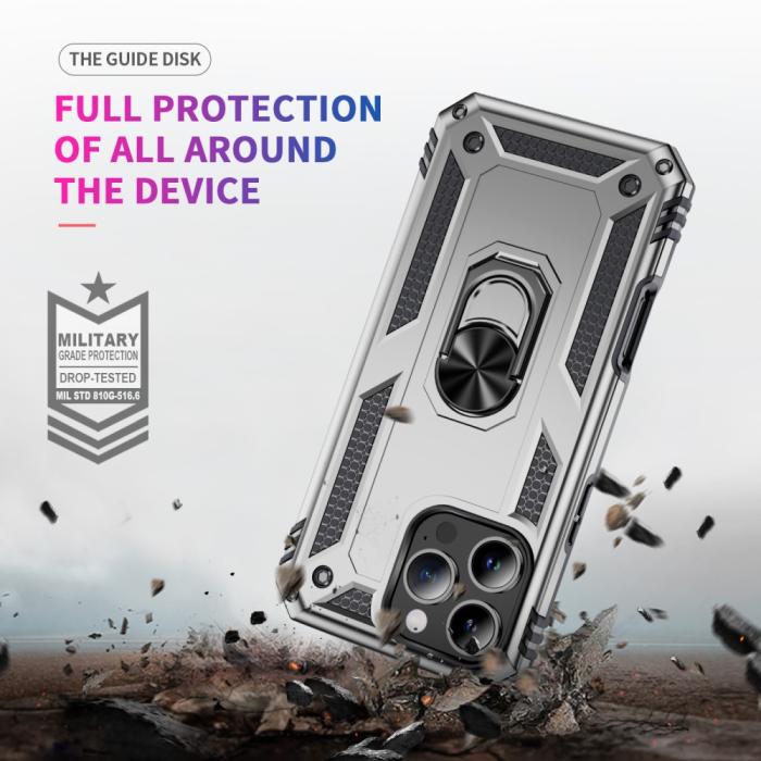 Bild 6, iPhone 16 Pro Max Skal Shockproof Hybrid Ring Silver