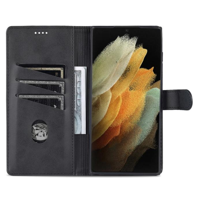 Bild 6, AZNS Samsung Galaxy S22 Ultra Fodral Läder Svart