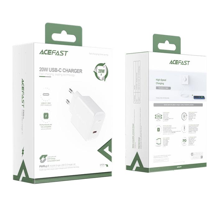 Bild 4, Acefast 20W PD USB-C Snabbladdare Väggladdare Vit