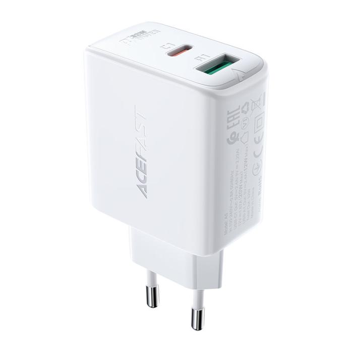 Bild 1, Acefast 32W PD PPS QC USB-C / USB-A Väggladdare Vit