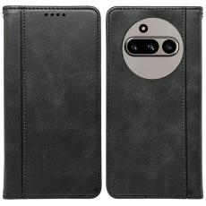 Nothing Phone 3a Fodral Flip L&auml;der Svart