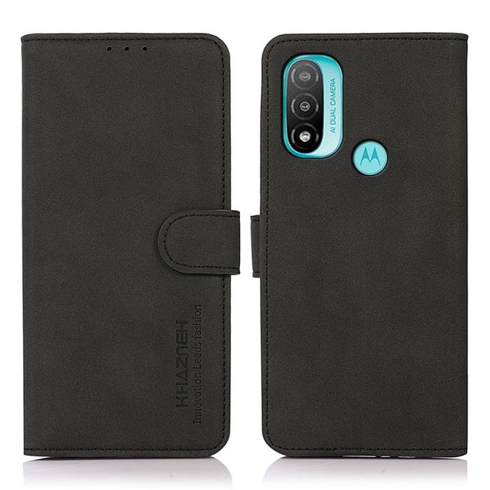 Bild 1, KHAZNEH Motorola Moto E20 / E40 Fodral Retro Läder Svart