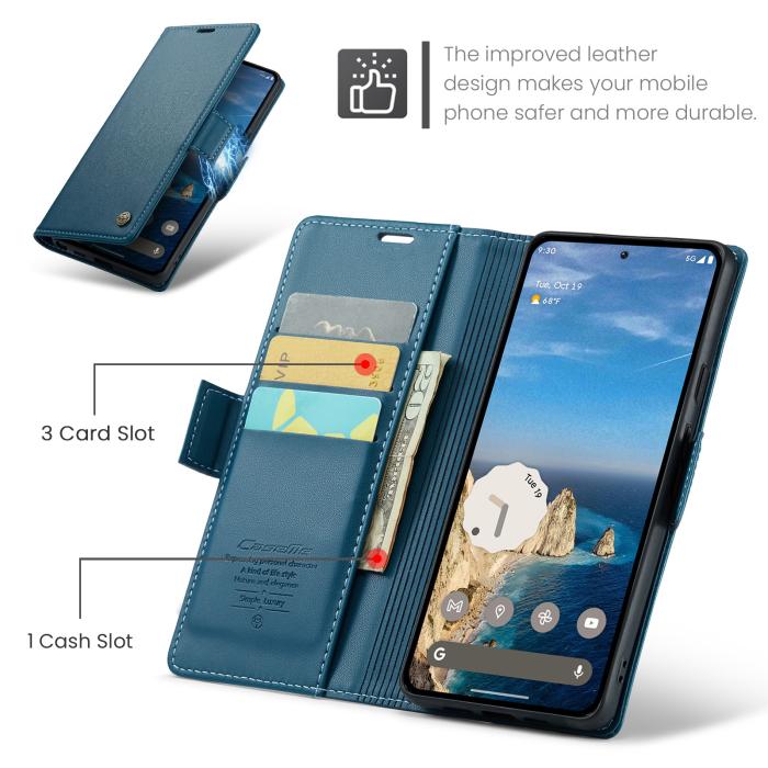Bild 2, CASEME Google Pixel 10a Fodral RFID Läder Blå
