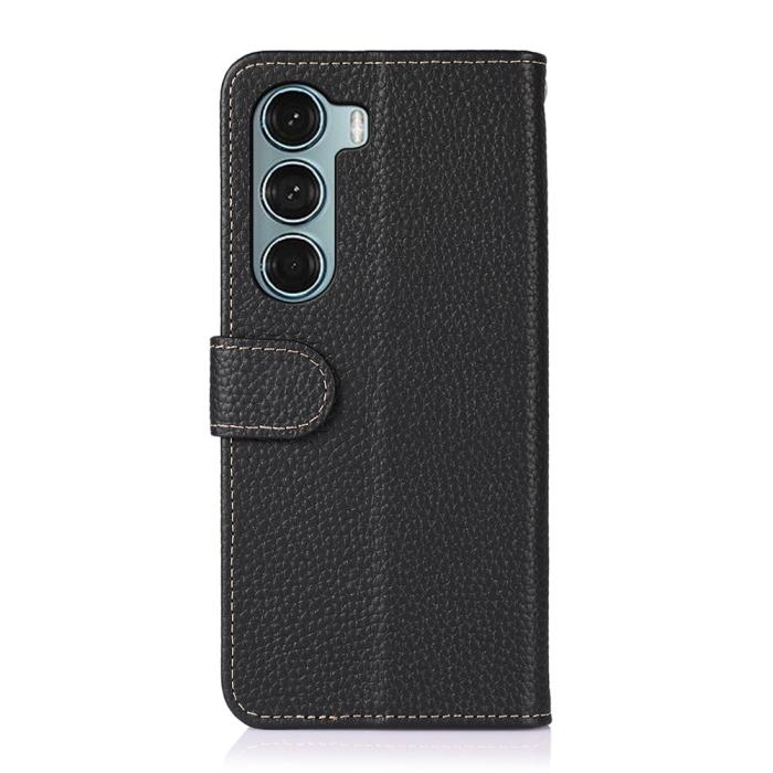 Bild 3, KHAZNEH Motorola Moto G200 Fodral Litchi Äkta Läder Svart