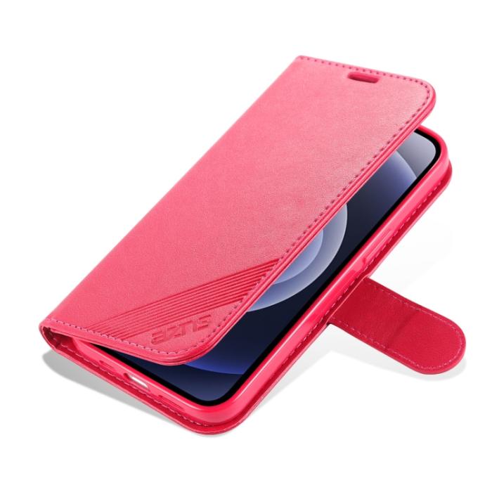 Bild 4, AZNS iPhone 14 Fodral Läder Röd/Rosa