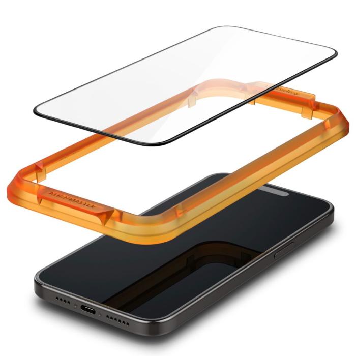 Bild 5, Spigen iPhone 15 Pro 2-PACK ALM Glas FC Heltäckande Skärmskydd