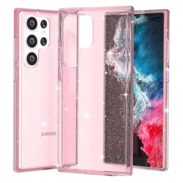 Bild 1, Samsung Galaxy S23 Ultra Skal Glitter Shockproof Hybrid Rosa