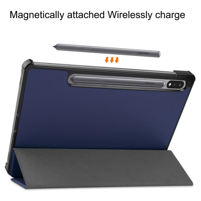 Bild 4, Samsung Galaxy Tab S9 Fodral Tri-Fold Läder Blå