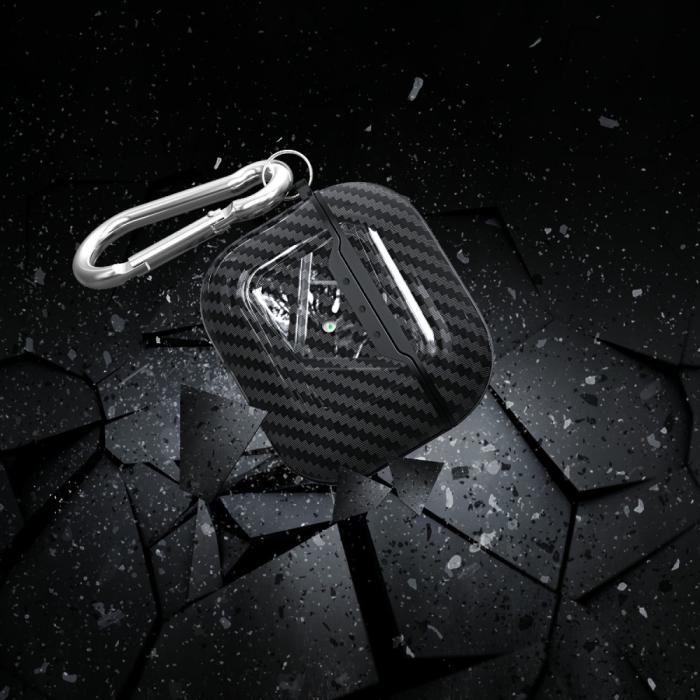 Bild 2, AirPods 3 Skal TPU Kolfiber Textur Karbinhake Svart
