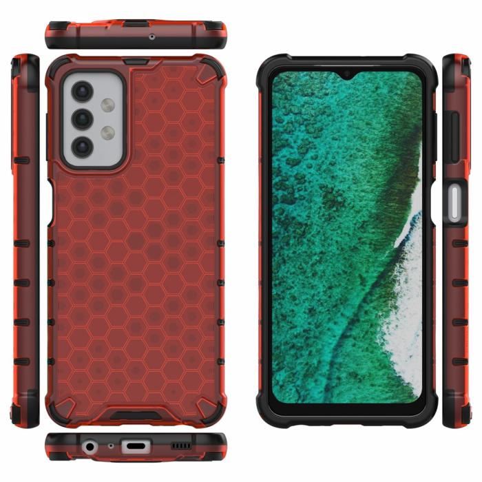 Bild 2, Samsung Galaxy A32 5G - Armor Honeycomb Textur Skal - Röd