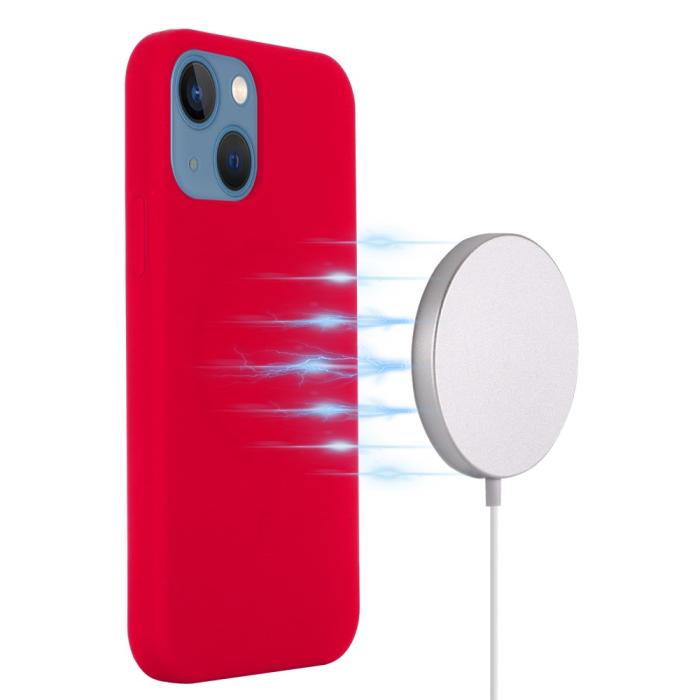 Bild 3, iPhone 13 Mini - MagSafe Liquid Silikon Skal - Röd